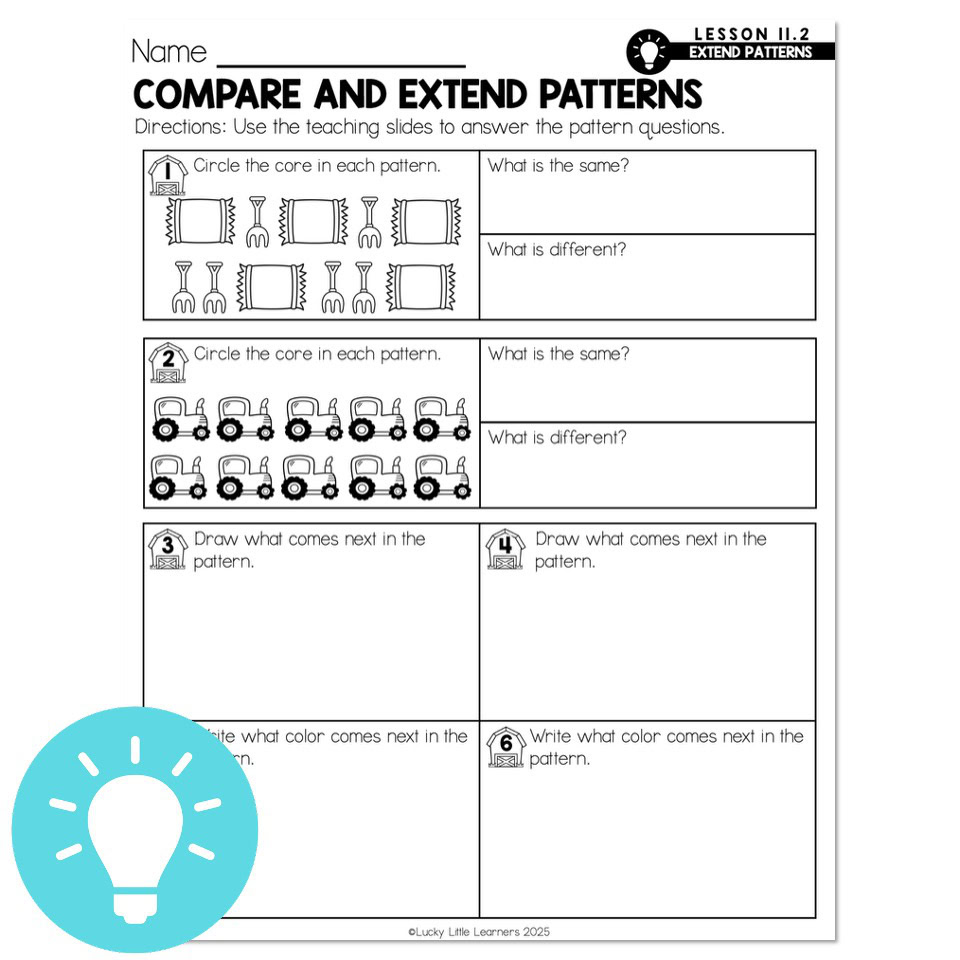 Lucky to Learn Math – Lesson 11.2 - Extending Patterns - Mini Lesson ...