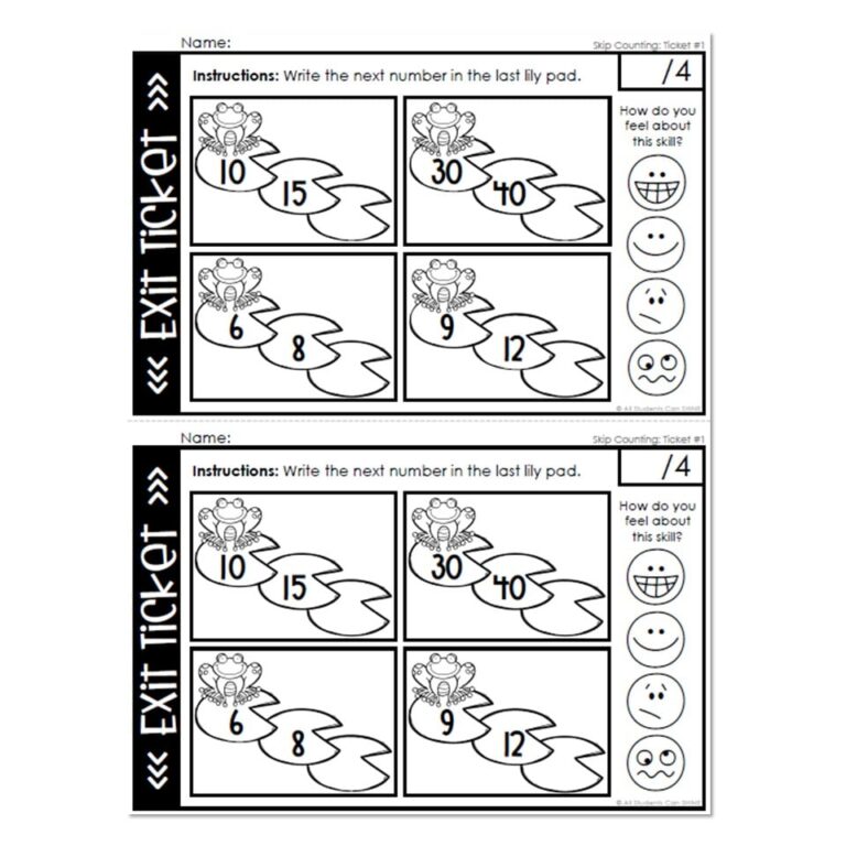Math Exit Tickets - Skip Counting - Lucky Little Learners