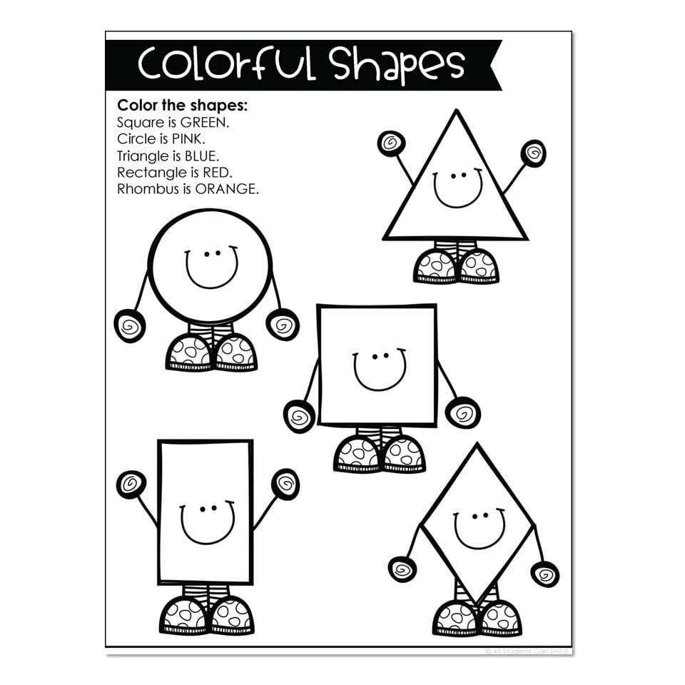 Math Printables - Colorful Shapes - Lucky Little Learners