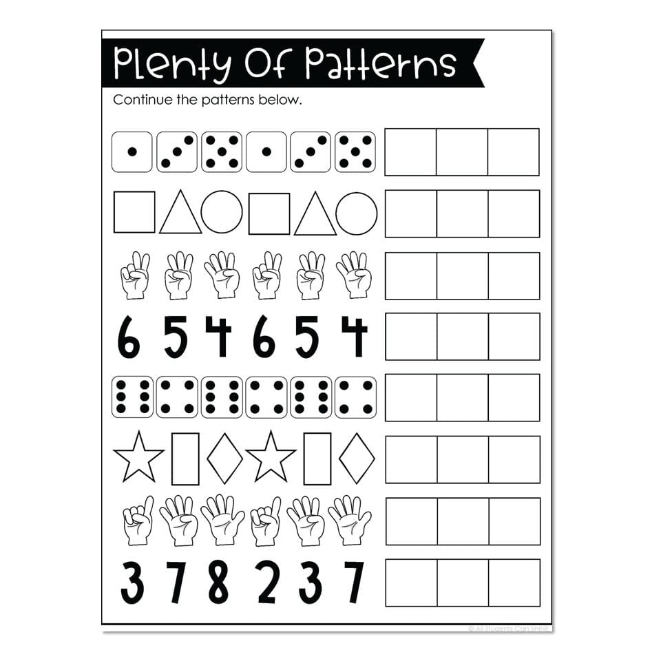 Math Printables - Plenty of Patterns - Lucky Little Learners