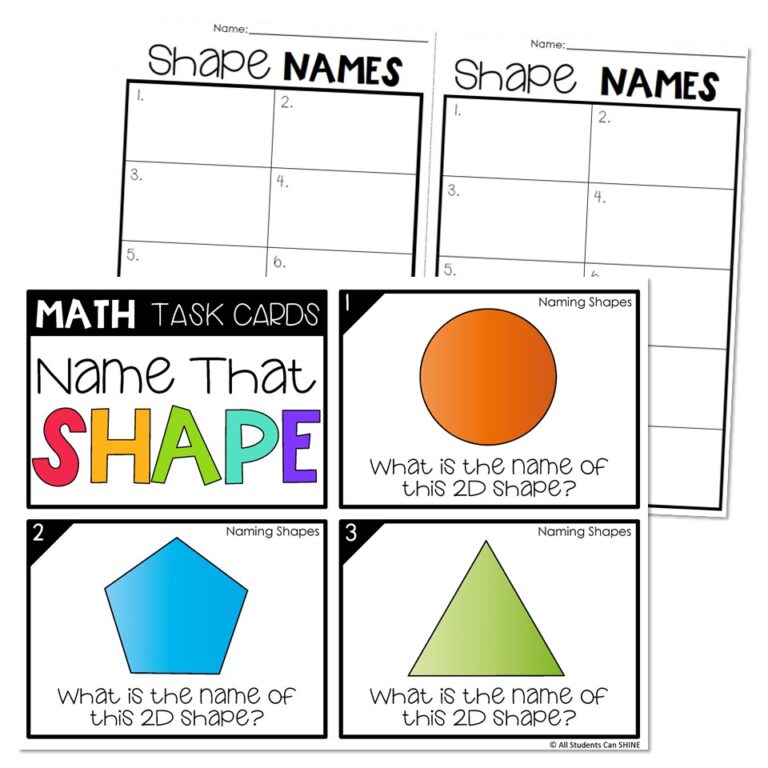 Name Lay Out About Math Math Task Cards - Geometry - Name That Shape - Lucky Little Learners