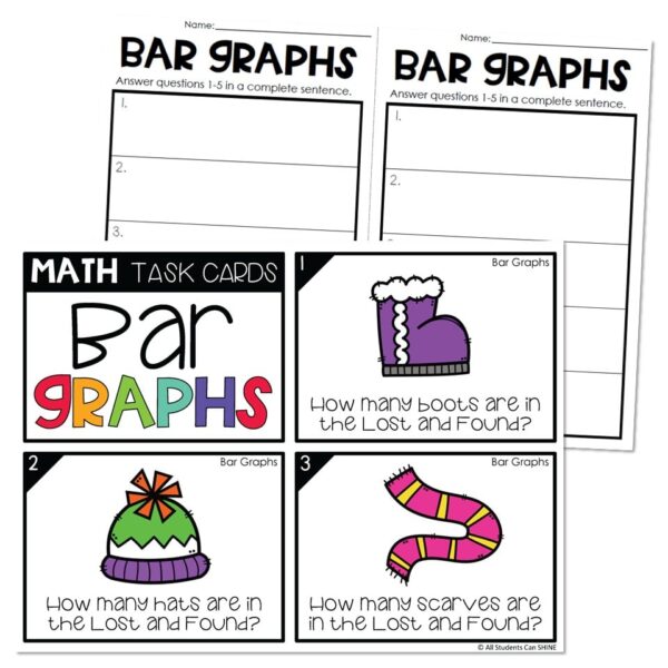 Math Task Cards - Graphing - Bar Graphs - Lucky Little Learners