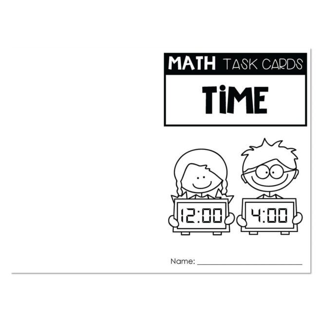Math Task Cards - Time - Recording Sheet Cover - Lucky Little Learners