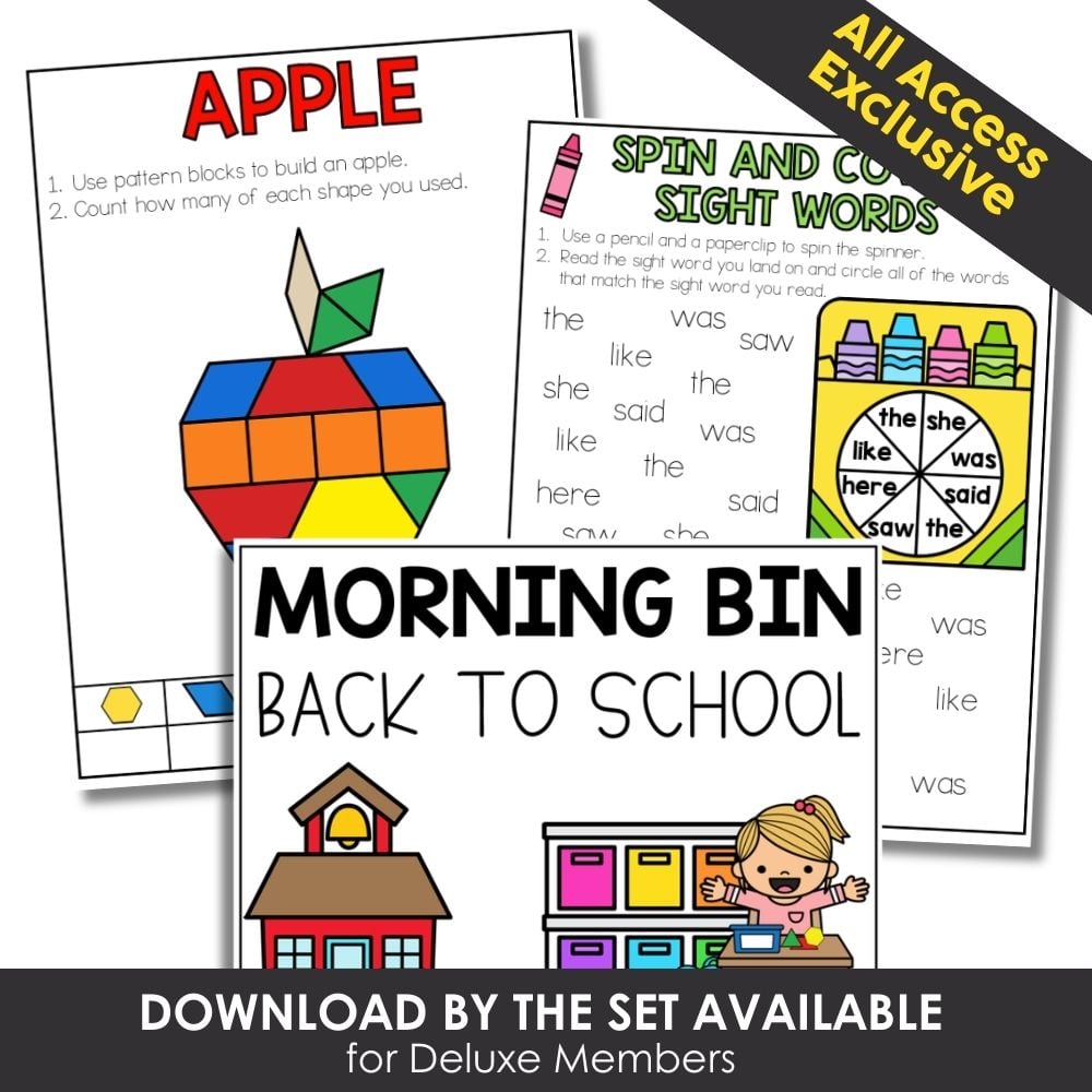 Colorful early childhood education activities for back-to-school, sight words, phonics, and STEM learning, perfect for preschool and kindergarten classroom development.