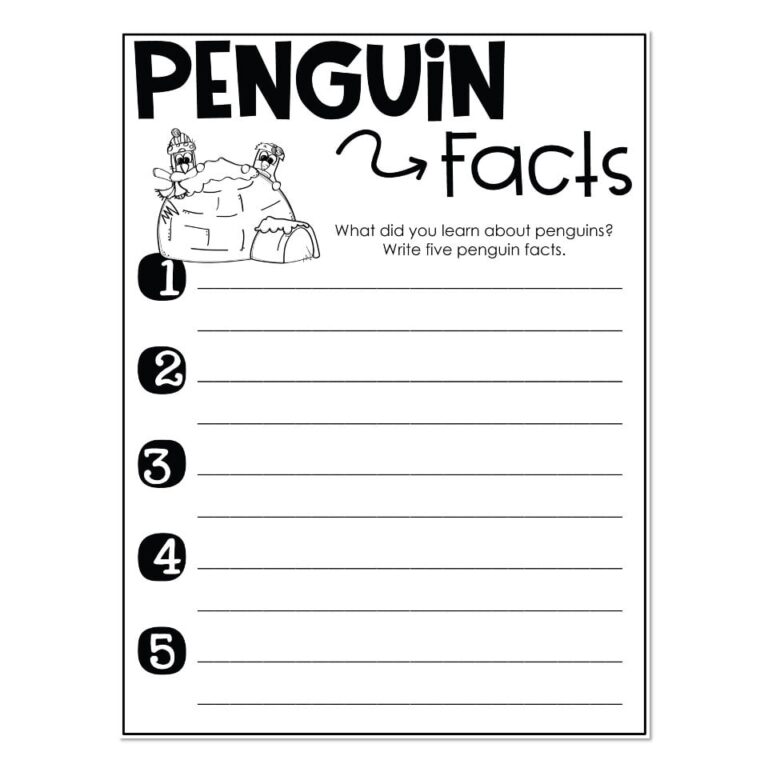 Penguins Unit - Penguins Fact Writing Page - Lucky Little Learners