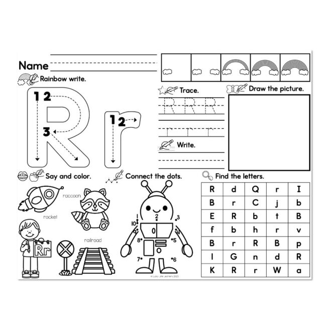 Alphabet Placemat - Letter R - Lucky Little Learners