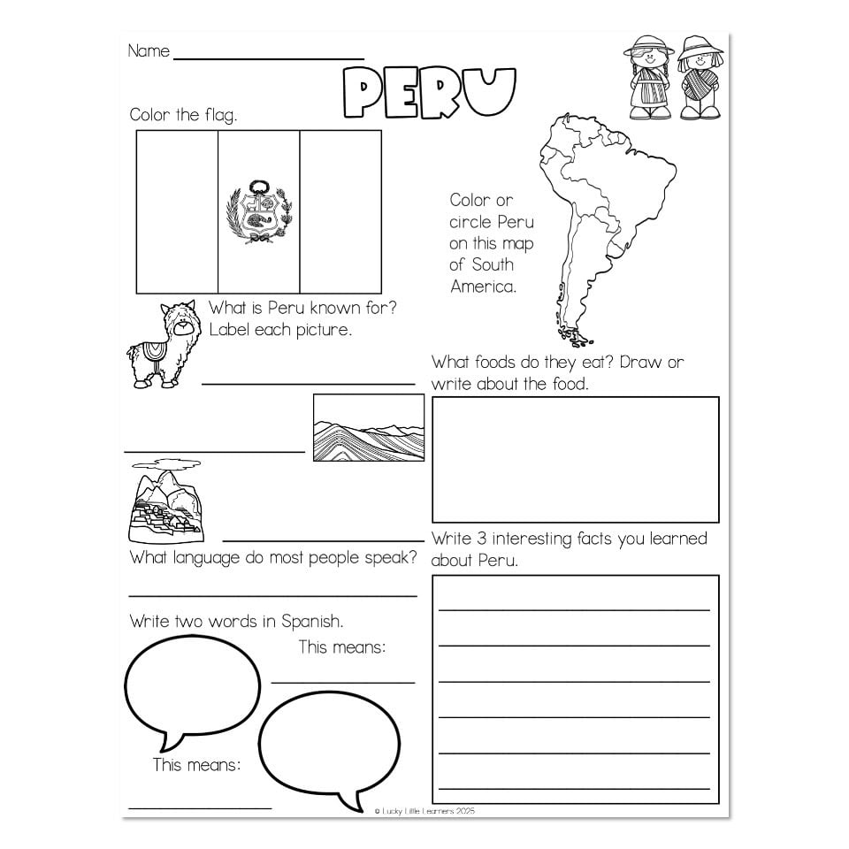 Country Study - Peru - Information Sheet - Lucky Little Learners