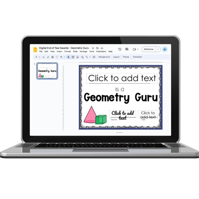 Fun Math Awards Geometry Digital End of Year Awards - Geometry Guru - Lucky Little Learners