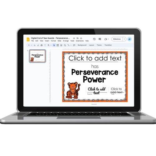 Digital End of Year Awards - Perseverance Power - Lucky Little Learners