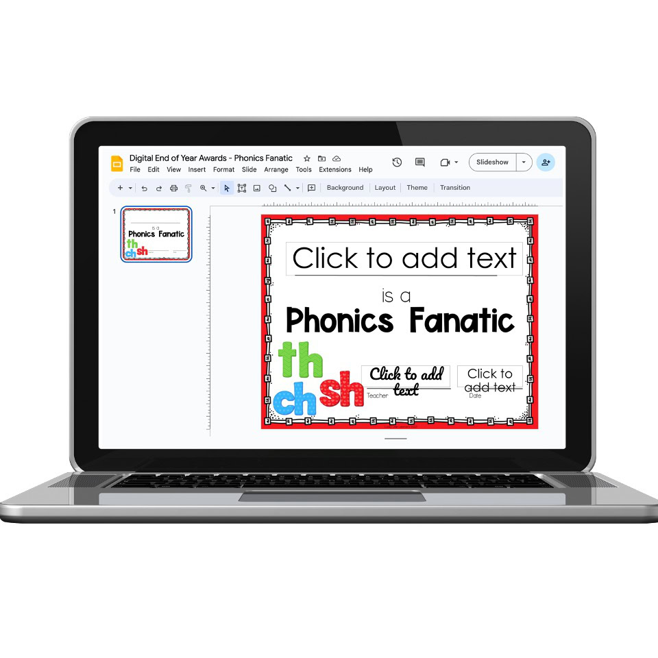 Digital End of Year Awards - Phonics Fanatic - Lucky Little Learners