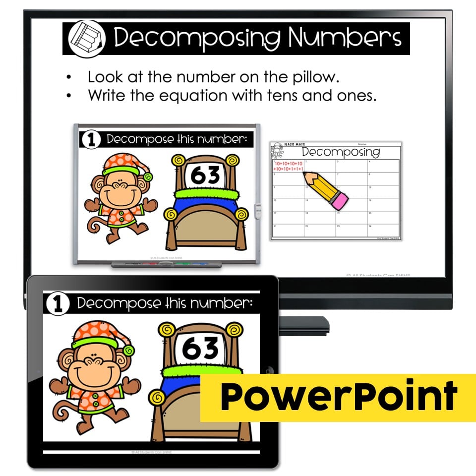 Digital Flash Math Games - Decomposing - Lucky Little Learners