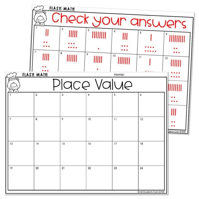 Answer Recording Math Sheets Digital Flash Math Games - Place Value Recording Sheet - Lucky Little ...