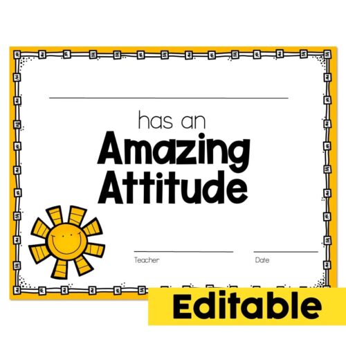 Editable End of Year Awards - Amazing Attitude - Lucky Little Learners