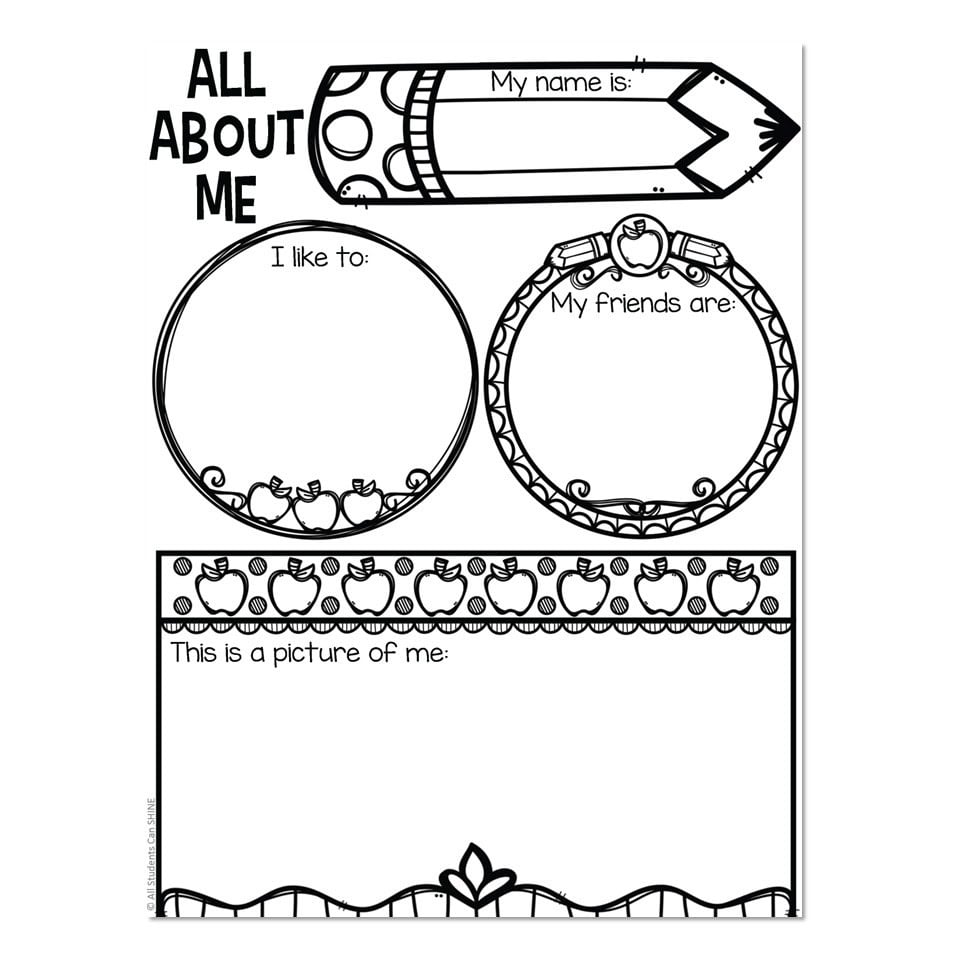 First Week Back to School - All About Me - Lucky Little Learners