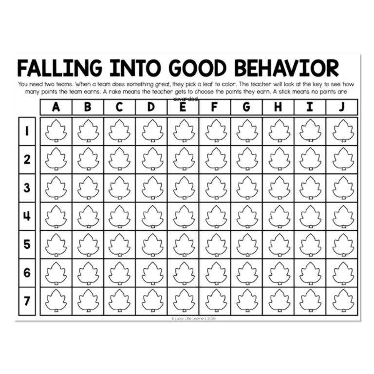 Printable Fall Behavior Board - Falling Into Good Behavior - Lucky ...
