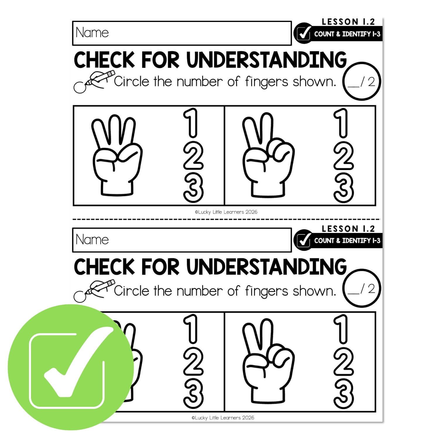 Lucky to Learn Math - Kindergarten - Lesson 1.2 - Count and Identify 1 ...