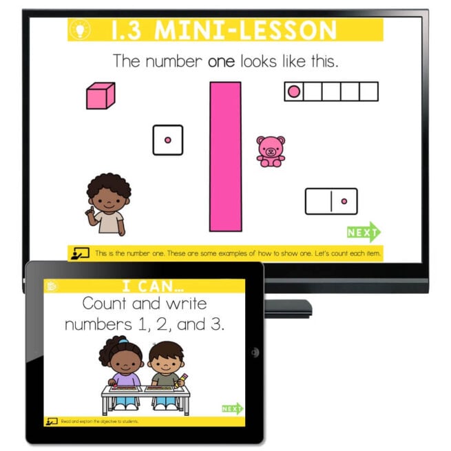 Lucky to Learn Math - Kindergarten - Lesson 1.3 - Count and Write 1-3 ...
