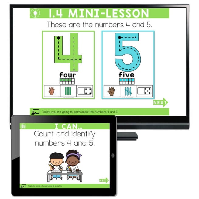 Lucky to Learn Math - Kindergarten - Lesson 1.4 - Count and Identify 4 ...