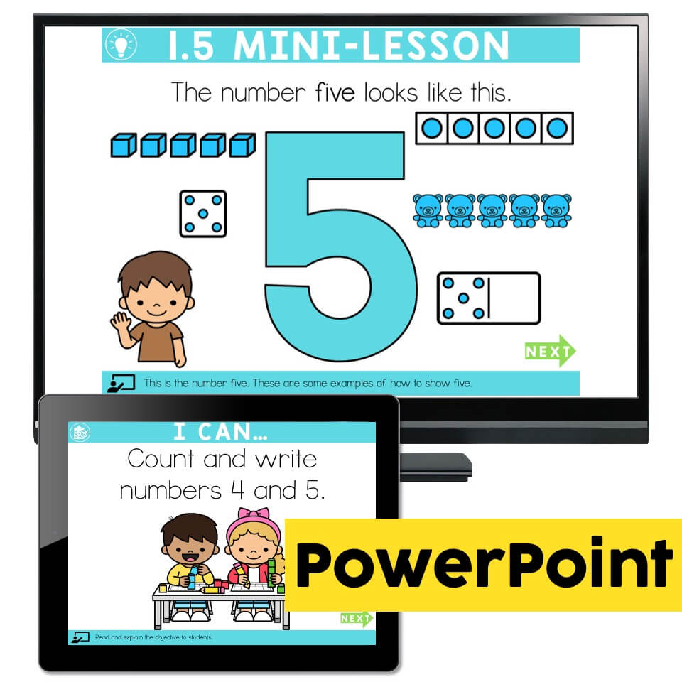 Lucky to Learn Math - Kindergarten - Lesson 1.5 - Count and Write 4-5 ...