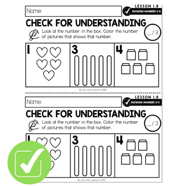 Lucky to Learn Math - Kindergarten - Lesson 1.8 - Show Numbers 0 to 5 ...