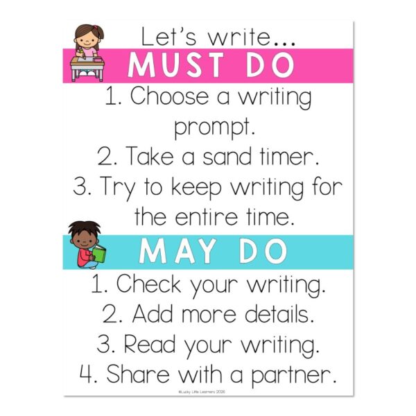 Monthly Writing Centers - Must Do May Do - Anchor Chart - Editable ...