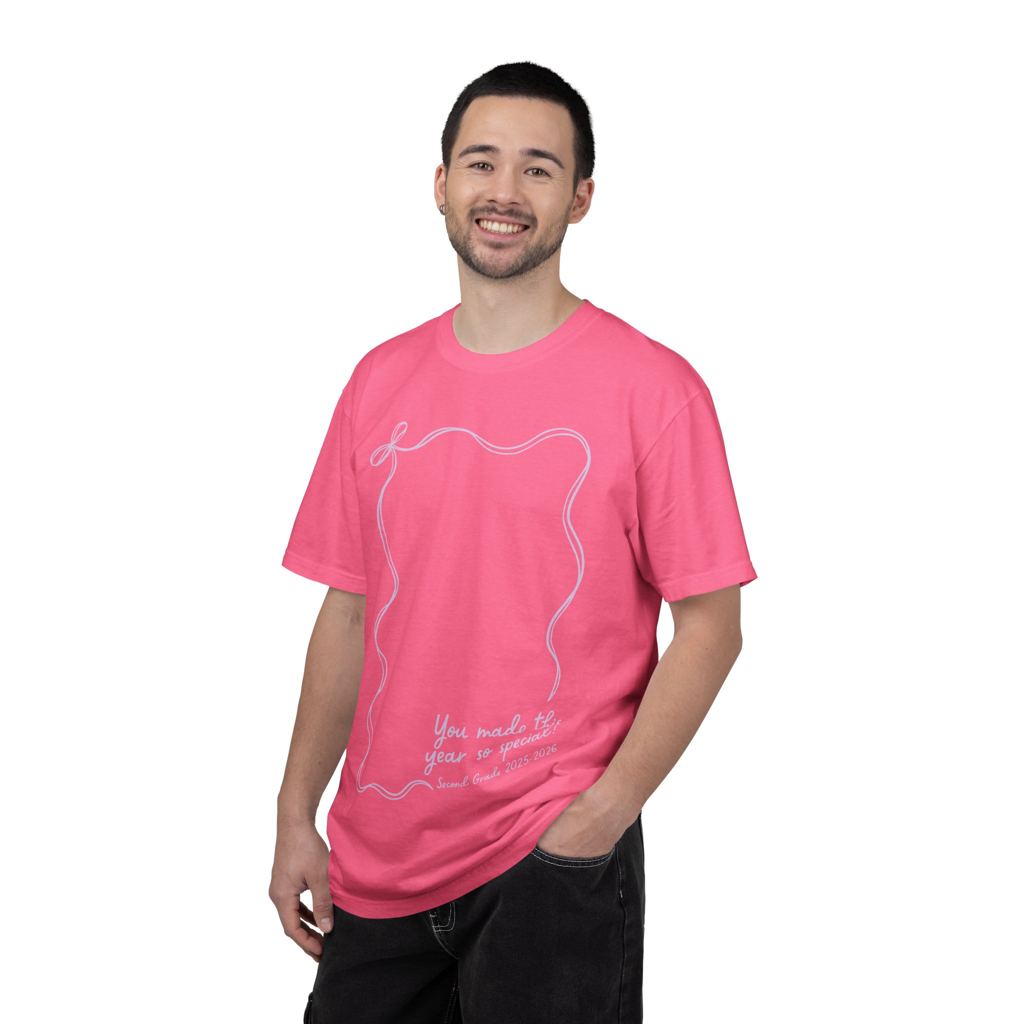 A colorful 2nd grade autograph T-shirt for teachers, featuring a year-end keepsake design, perfect for celebrating student signatures and memories, ideal for teacher appreciation and classroom gifts.