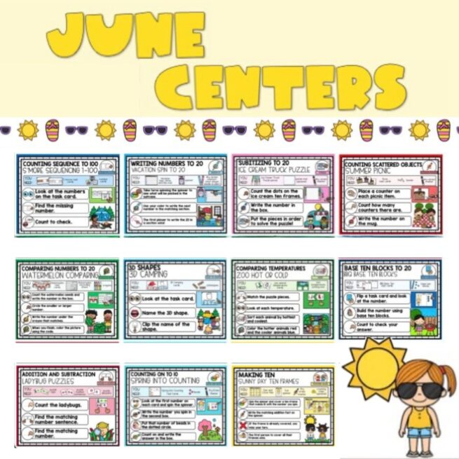 June Math Centers & Activities for Kindergarten - Lucky Little Learners