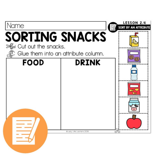 Lucky to Learn Math - Kindergarten - Lesson 2.4 - Sort Objects by ...