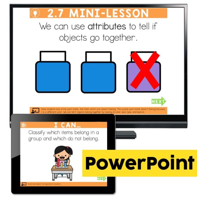 Lucky to Learn Math - Kindergarten - Lesson 2.7 - Classifying Objects ...