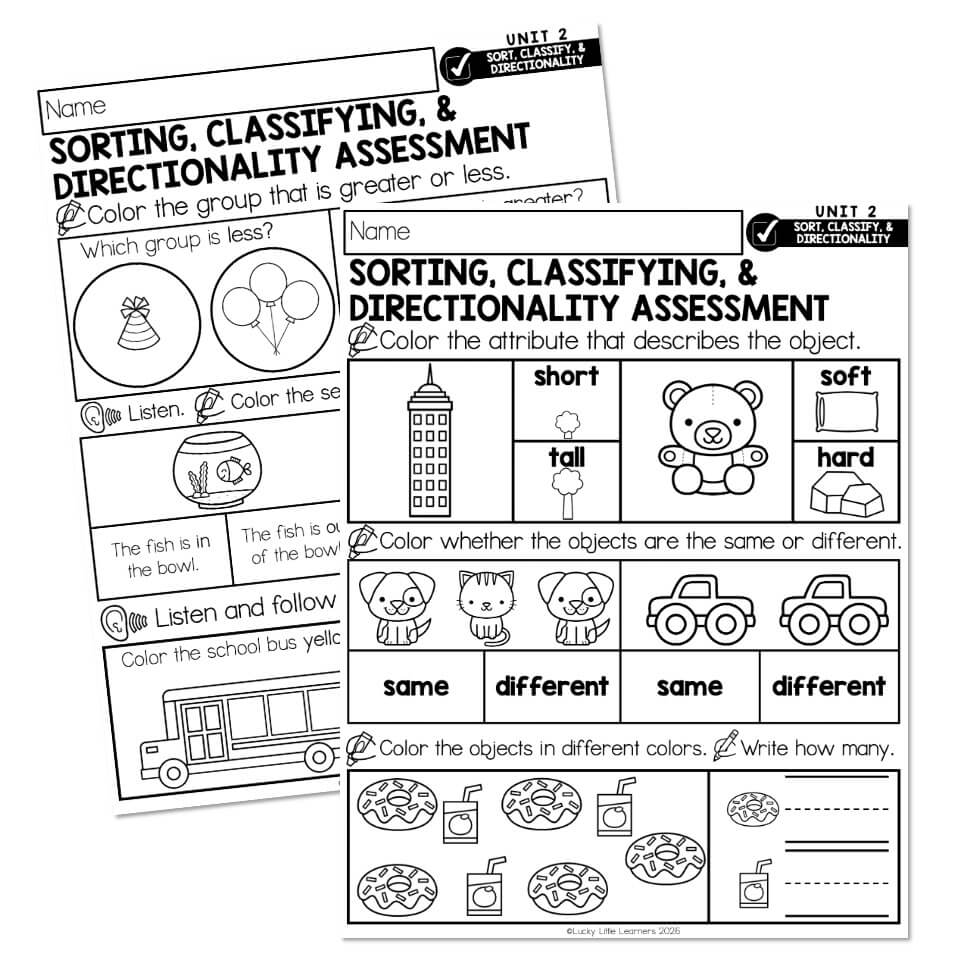 Lucky to Learn Math - Kindergarten - Unit 2 - Sorting, Classifying, and ...