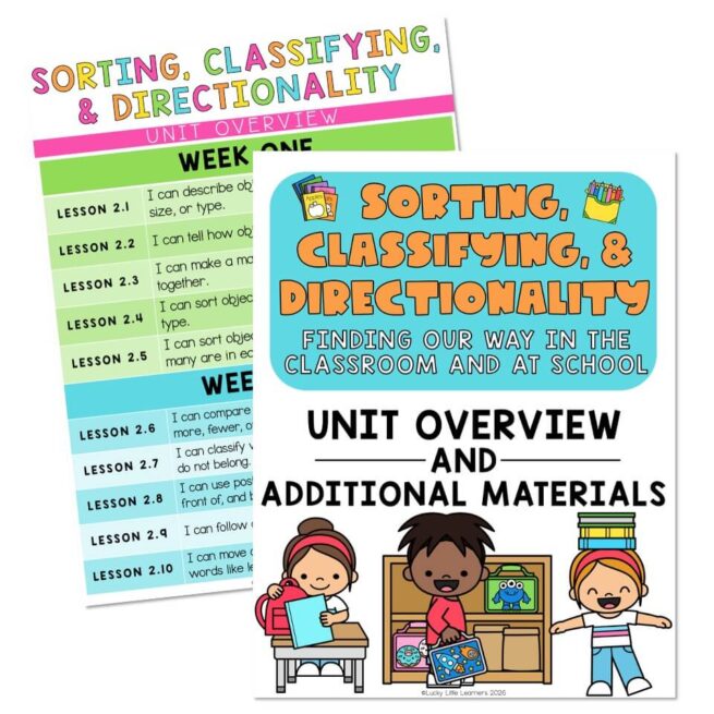 Lucky to Learn Math - Kindergarten - Unit 2 - Sorting, Classifying, and ...