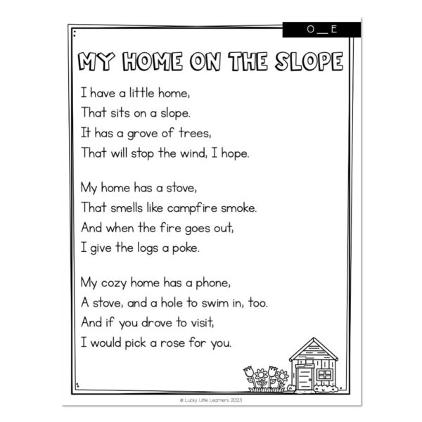Lucky to Learn Phonics - Silent E - Long O - 1st Grade Phonics Poem ...