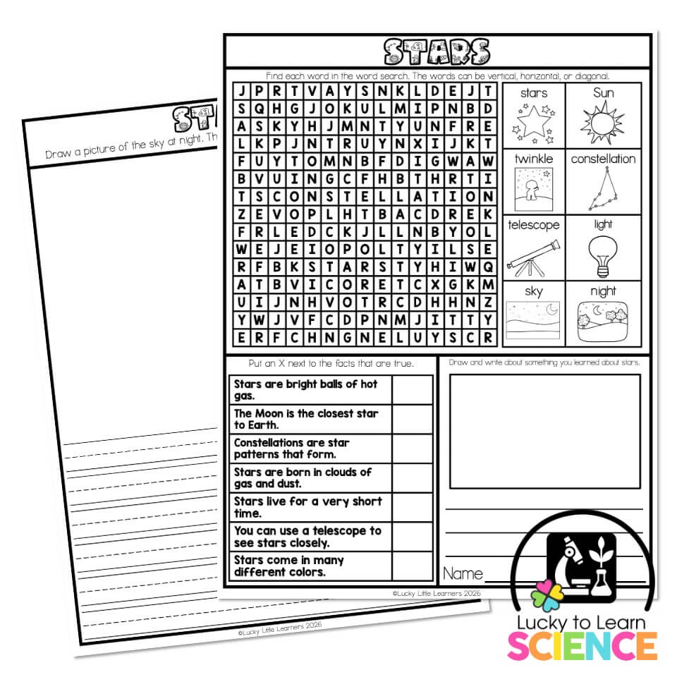 Lucky to Learn Science - Stars - One-Pager - Lucky Little Learners