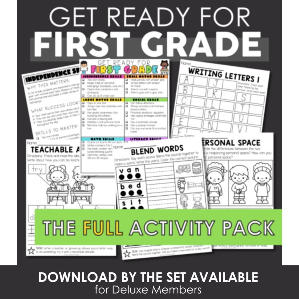 Get ready for first grade activity pack with printable worksheets, writing practice, and educational games for early learners, perfect for homeschooling and classroom use.