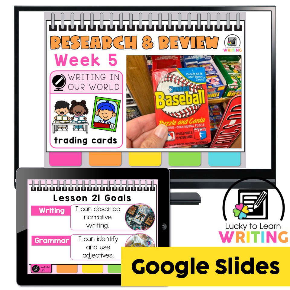 Lucky to Learn Writing 1st Grade - Unit 5 Research and Review - Week 5 -  Narrative Biography - Teaching Slides - Google Slides - Lucky Little  Learners