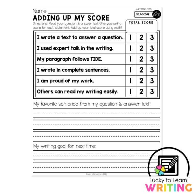 Lucky to Learn Writing - Unit 3 Informational - Writing 3.15 - Question ...