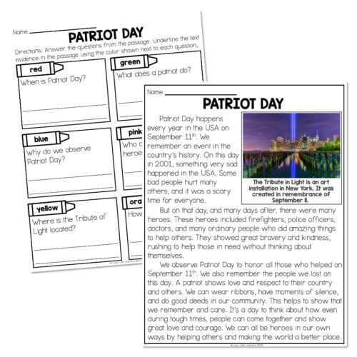 Patriot Day - September 11 - Nonfiction Reading Passage and Questions ...
