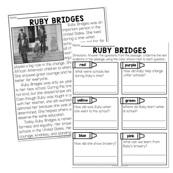 Reading Passage - Ruby Bridges - Lucky Little Learners
