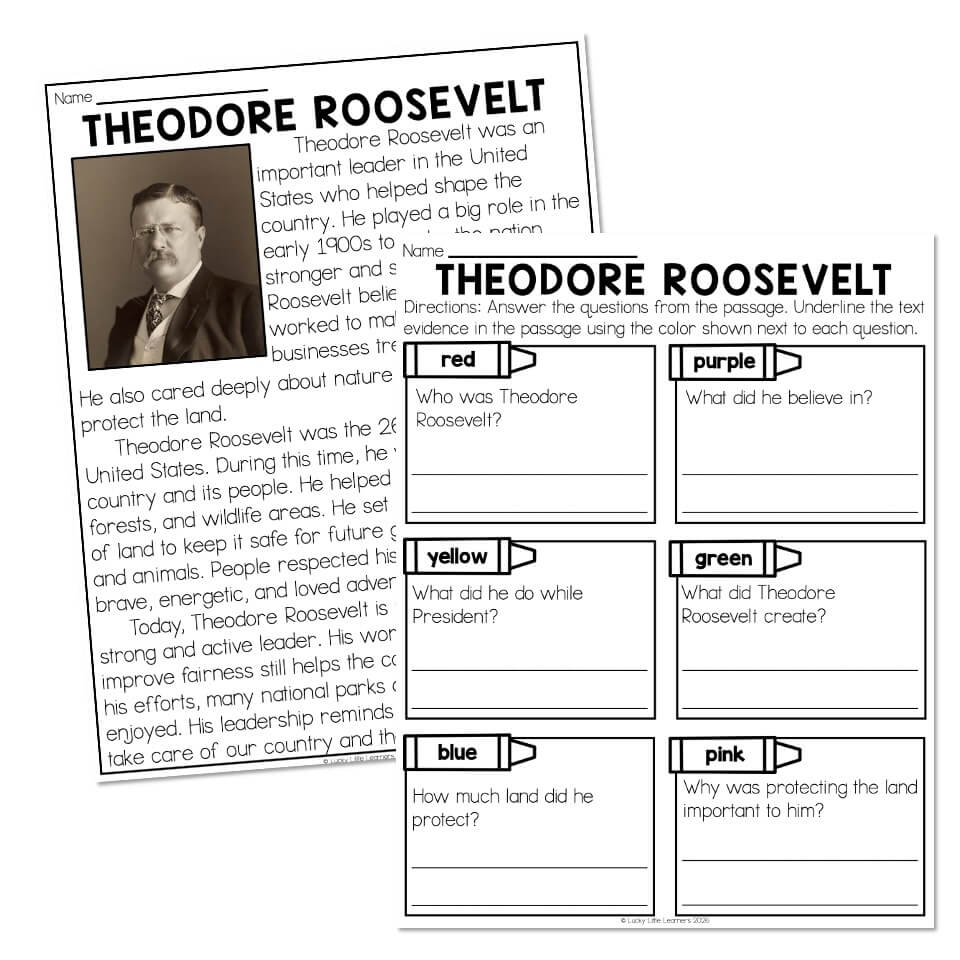 Reading Passage - Theodore Roosevelt - Lucky Little Learners