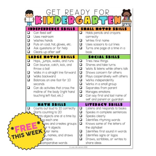 Sample Kindergarten Readiness Skills Checklist - Get Ready for ...