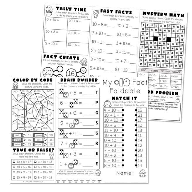 Addition Fact Fluency Brochure – Fact Foldable – Addition 10 - Lucky ...