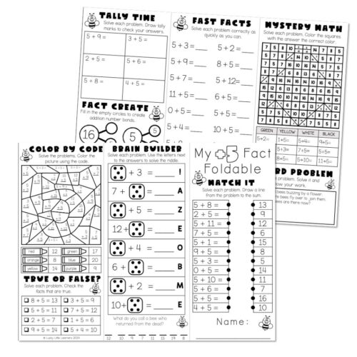 Addition Fact Fluency Brochure - Fact Foldable - Addition 5 - Lucky ...