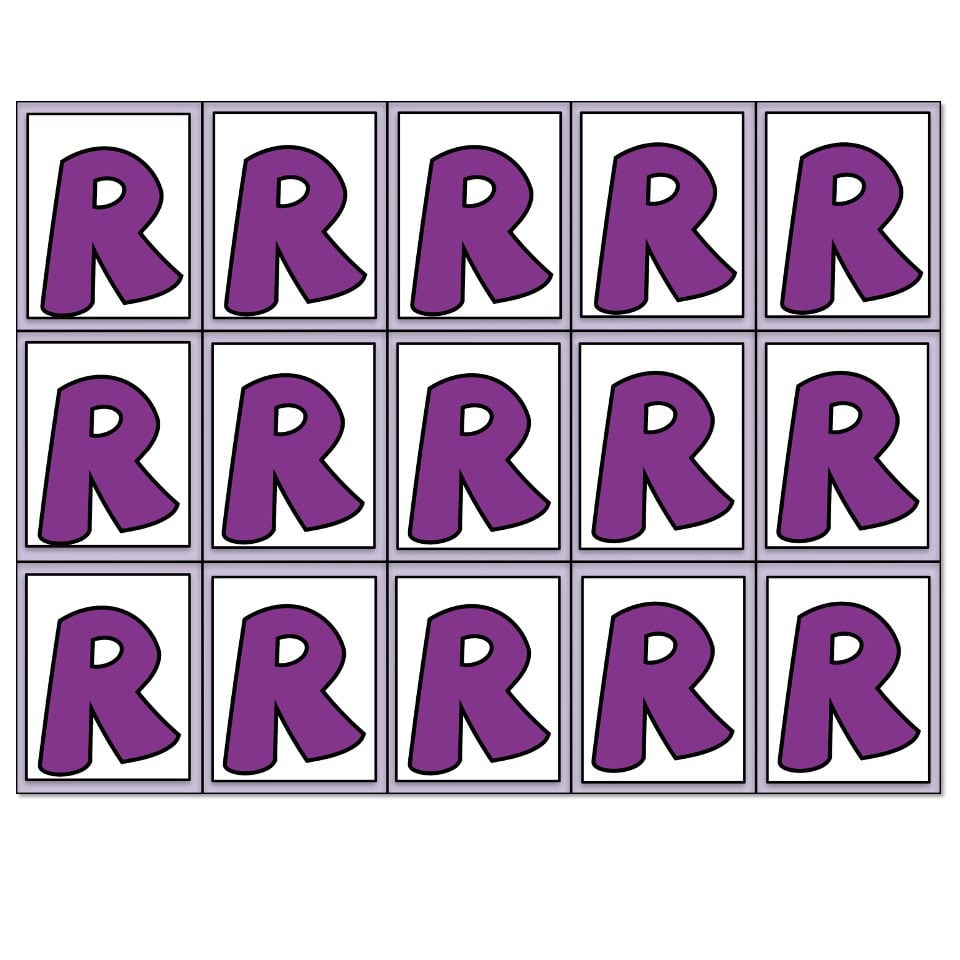 Over Bar Letter R Brag Tags - Alphabet - Color Border - Uppercase R - Lucky Little Learners
