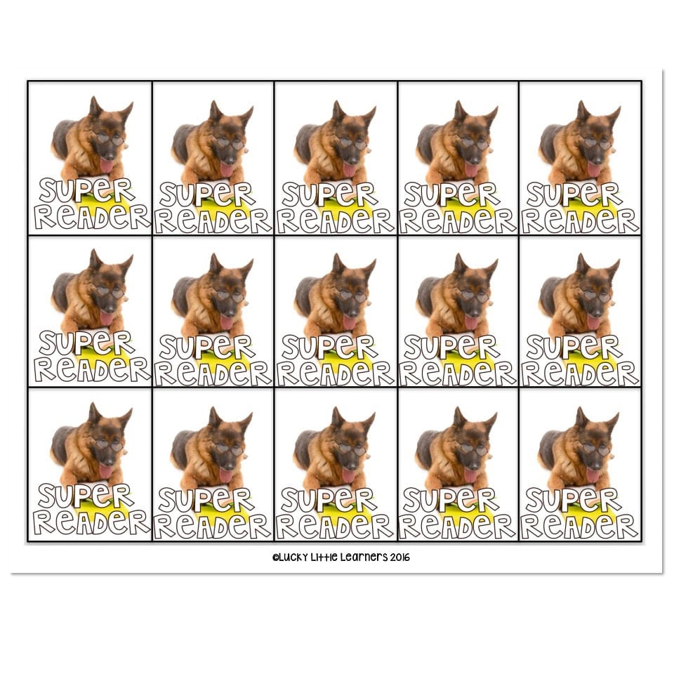 Brag Tags - Animal Friends - Super Reader Dog - Lucky Little Learners