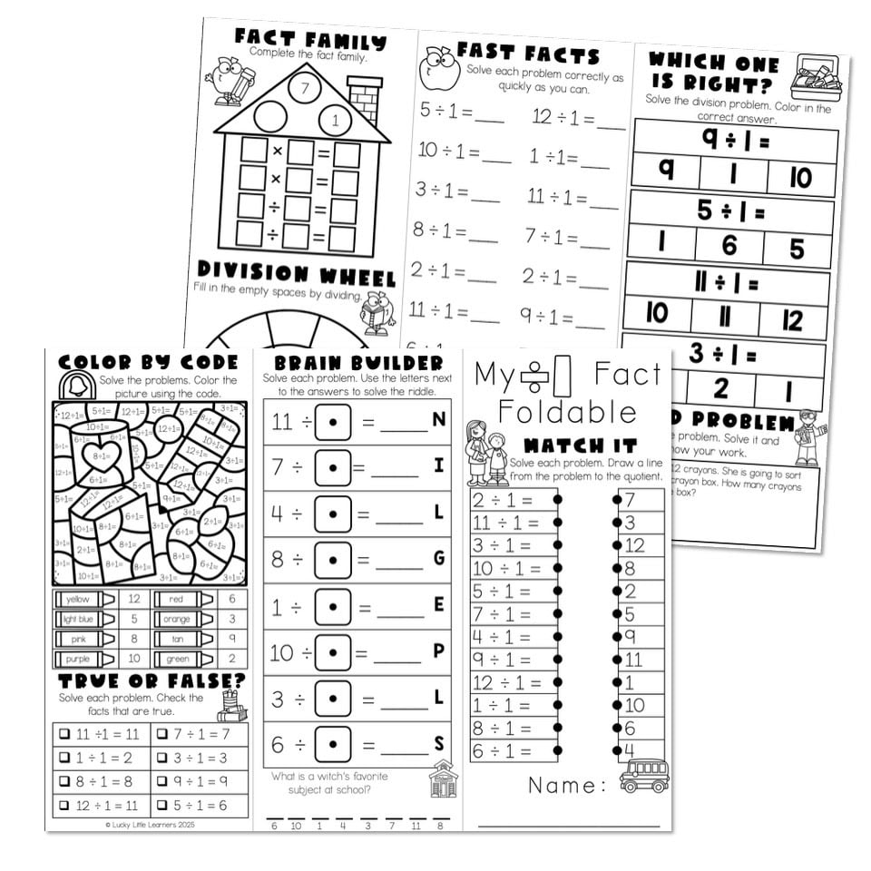 Division Fact Fluency Brochure - Fact Foldable - Divide 1 - Lucky ...