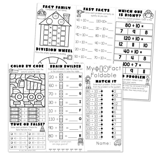 Division Fact Fluency Brochure - Fact Foldable - Divide 10 - Lucky ...