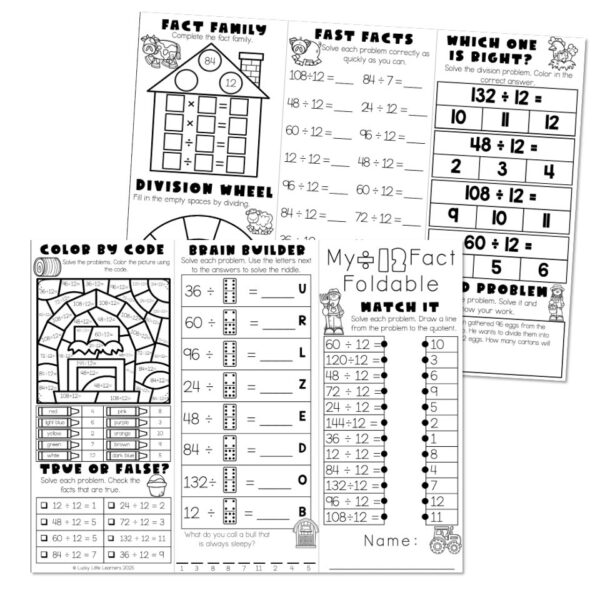 Division Fact Fluency Brochure - Fact Foldable - Divide 12 - Lucky ...
