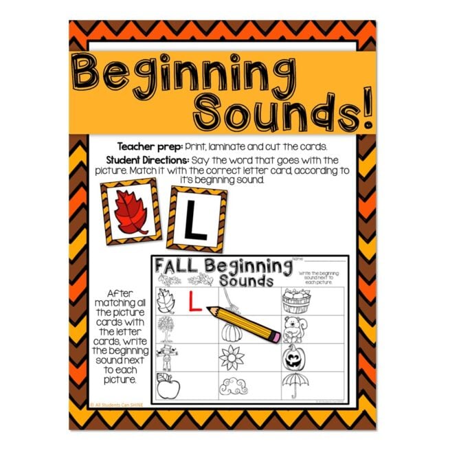 Fall Centers - Literacy - Beginning Sounds - Lucky Little Learners