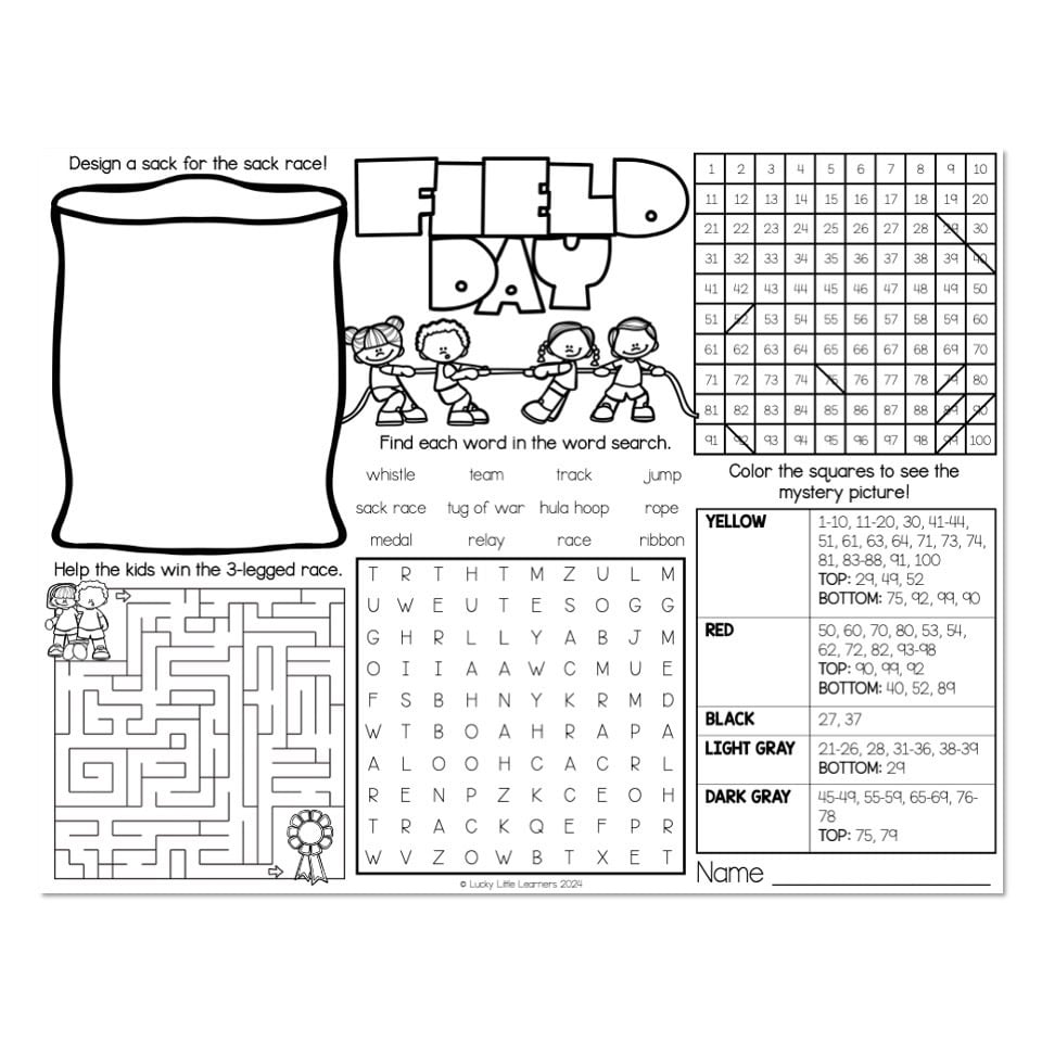 Field Day Placemat - Lucky Little Learners