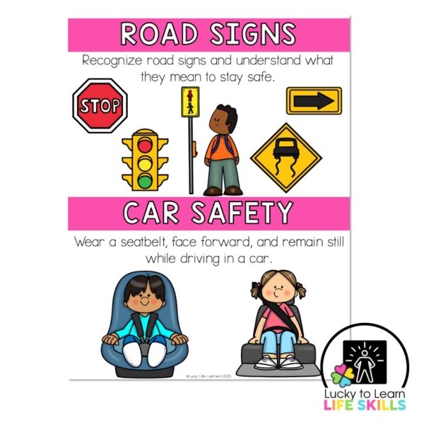 Safety First Interactive Chart Lucky to Learn Life Skills - Unit 2 Safety First - Anchor Chart - Road ...